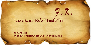 Fazekas Kálmán névjegykártya